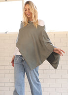 Front view - Moozie Mama Luxury Poncho/Scarf Maternity & Nursing Cover in Sage Green (6723877601374)