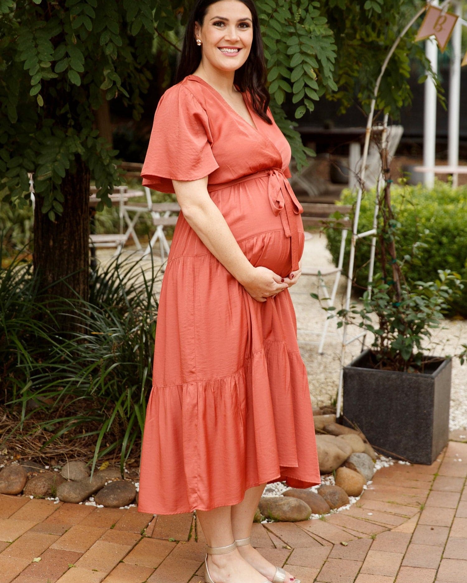 Cara Maternity Rust Dress (6657929838695)