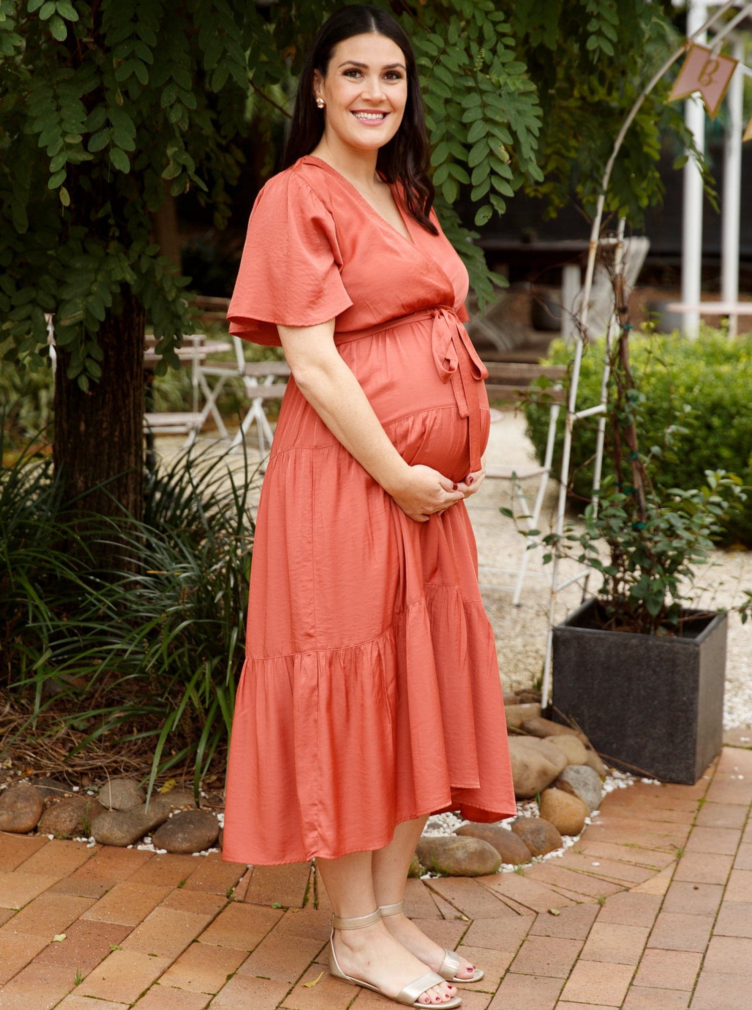 Cara Maternity Rust Dress (6657929838695)