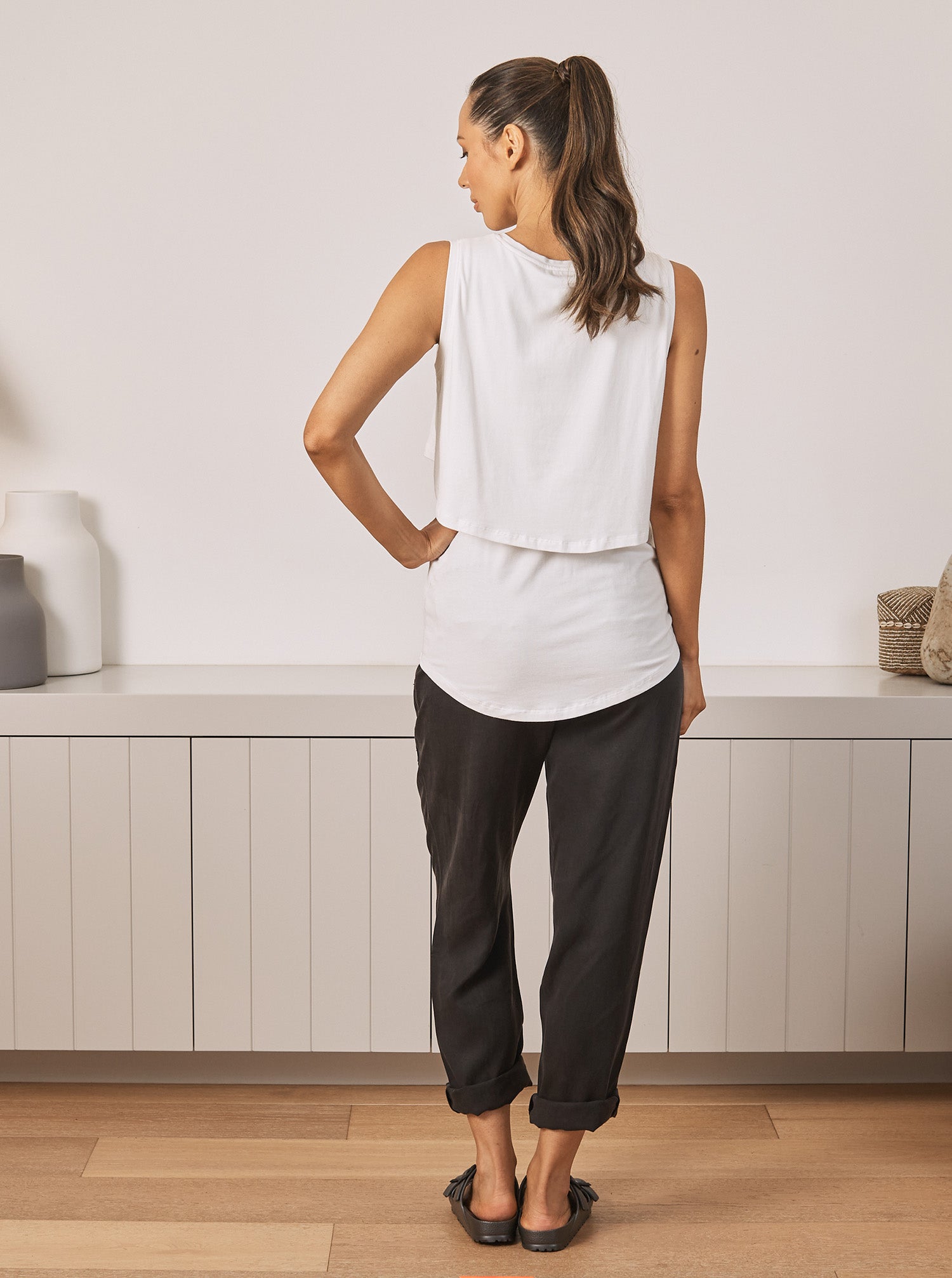 Alana Relaxed Ponti Maternity Work Pants - Ankle or Full in Black